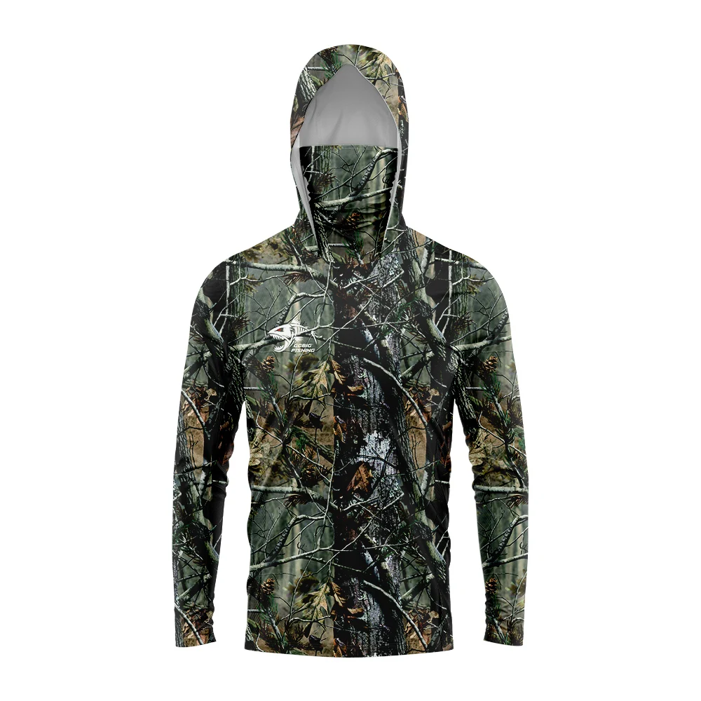 Fishing Mask Sun Protection - Felpa da pesca mimetica da uomo